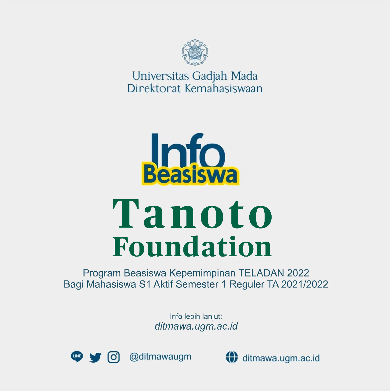 Beasiswa Kepemimpinan TELADAN 2022 Tanoto Foundation – DIKOM UGM